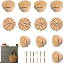 Boho Rattan Dresser Knobs for Girls Kitchen Cabinet knobs and pulls Wicker Woven Decorative Dresser Handles Round Wooden Knobs for Cabinets and Drawers 12 Pcs (Natural Colours, 12 Pcs)