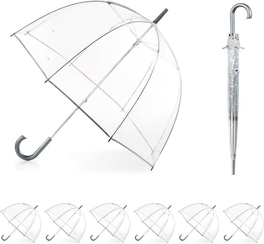 Totes Adult Bubble Umbrella with Dome Canopy and Lightweight Wind and Rain Protection