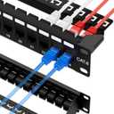 iwillink 10Gbps Patch Panel 24 Port, RJ45 Through Coupler Cat6 Patch Panel UTP 19-Inch 1U with Back Bar, Wallmount or Rackmount, Compatible with Cat5, Cat5e, Cat6 Cabling