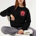 UNIQUEONE Overstimulated Moms Club Sweatshirt for Women Crewneck Mama Sweatshirt Mom shirts Oversized Pullover Tops (Black, M)