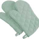 DII Basic Terry Collection 100% Cotton Quilted, Oven Mitt, Mint, 2 Piece