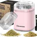 Hermolante Herb and Spice Grinder, 200W Electric With Stainless Steel Blade, Cleaning Brush - Compact Size 5.11in (Pink)