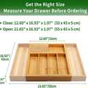 VaeFae Bamboo Silverware Drawer Organizer Kitchen, Expandable Utensil Organizer with Knife Block, Cutlery Tray with Divider, Multifunctional Drawer Organizer