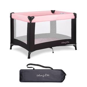 Dream On Me Nest Portable Playard in Pink with Carrybag an Shoulder Strap, Lightweight, Packable and Easy Setup Baby Playard, Breathable Mesh Sides and Soft Fabric - Comes with a Removable Padded Mat