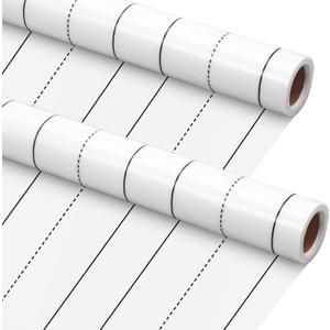 Kolldenn 2 Rolls Black Dashed Lined Fabric Bulletin Board Paper Roll 4x12ft