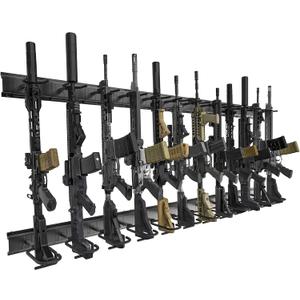 Gun Rack Wall Mount, Aluminium Alloy Gun Racks for Wall, Adjustable 4/8/12 Slot Indoor Gun Racks Securely Hold Shotguns Rifles Rack