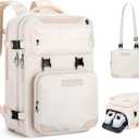 Maelstrom Travel Backpack for Women Men,25L Laptop Backpack Fits 17-Inch Laptop,Waterproof Carry On Backpack for Airplanes with Detachable Crossbody Bag&Shoe Compartment,Beige, Medium