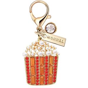 MC621 Little Crystal Popcorn Lobster Clasp Charm for Women with Velvet Bag (Orange,1 Piece)