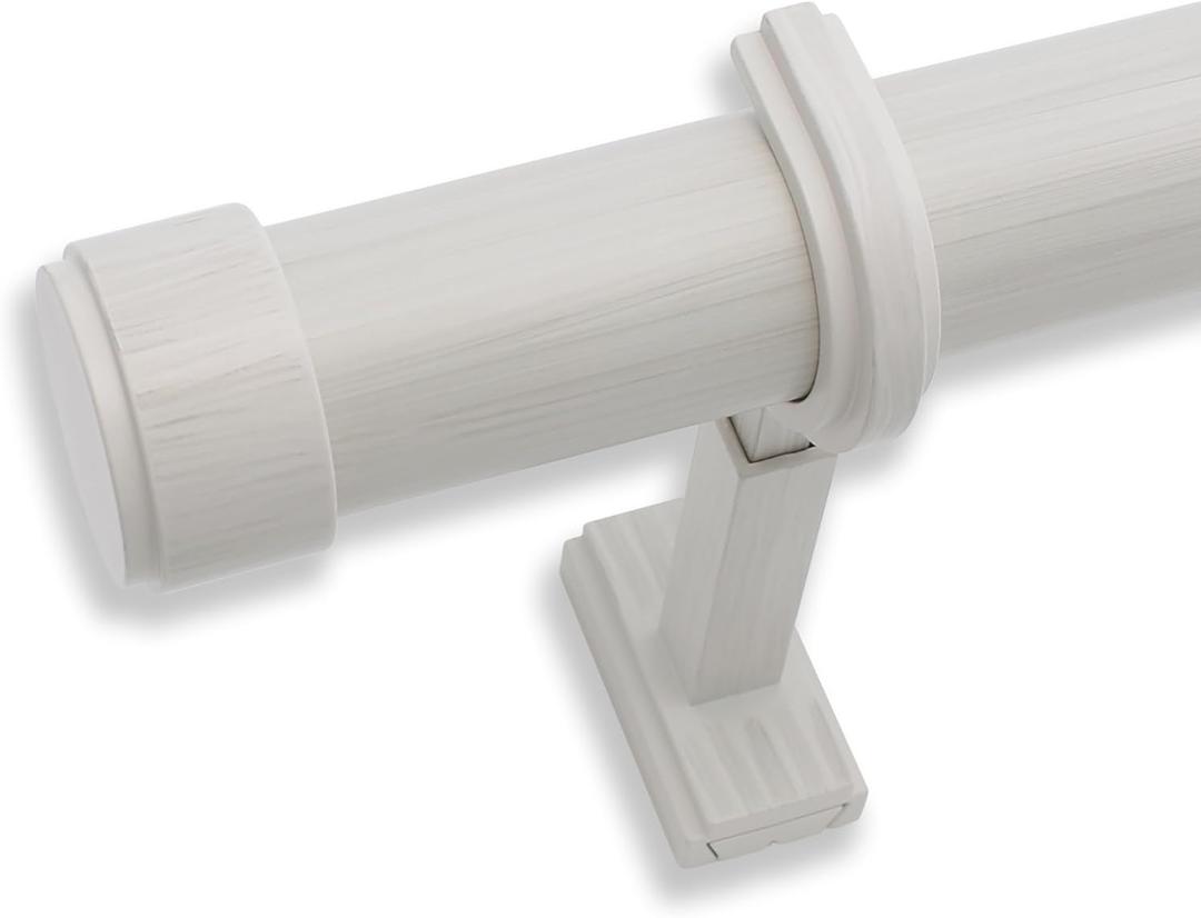 BlastHome Luxury 8 ft Custom Curtain Rod  1 1/4" Large Diameter  Premium Brackets & Endcaps  Nonadjustable Rods Connect for a Seamless Look  Brushed White Finish