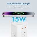 BTU Pop Up Outlet for Countertop with 15W Wireless Charger, 20W USB C Fast Charging & 4 AC Outlet, 3 1/2 Hole Desk Charging Station Pop Out Outlet for Office, Conference, Kitchen Use