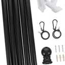 1set Outdoor Rotating Flagpole Kit Design with Construction for Seasonal Flags and Garden Display Includes Bracket for Easy Installation Height (200X2.3cm, Black)