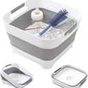 Collapsible Wash Basin for Baby Bottles - 2.4 Gallons Portable Wash Bin for RV Camping Sink, Space-Saving Dish Tub.Laundry & Utility Room Sinks (Gray)
