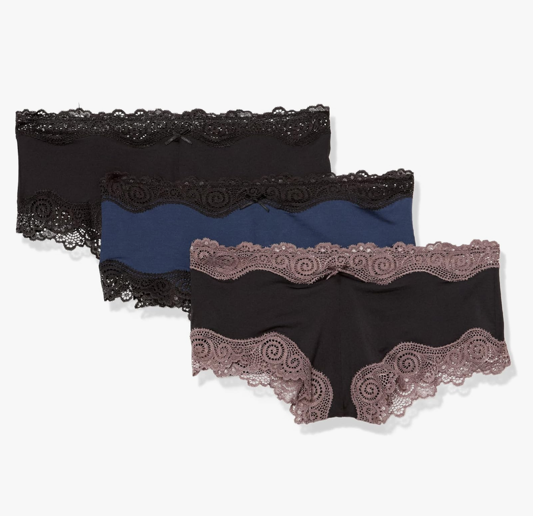 Maidenform Women's Hipster Underwear, Low-rise Cheeky Panty, Scalloped Lace Hipster Panty, 3-pack M