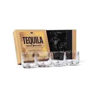 GLASSIQUE CADEAU Tequila Sipping and Cocktail Glasses | Set of 4 | 10 oz Hammered Rocks Glasses for Drinking Mezcal, Margarita, Paloma | Thick Lowball Glasses | Tequila Glassware Collection