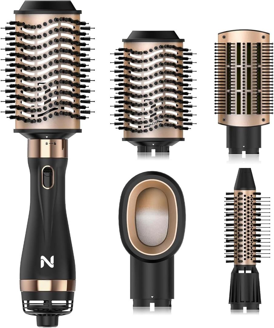 Hair Dryer Brush Blow Dryer Brush in One for Drying and Straightening, Volumizer Multi-Styler for All Hair Types, Frizz-Free Blowout Brush for Salon Quality (Black&gold)