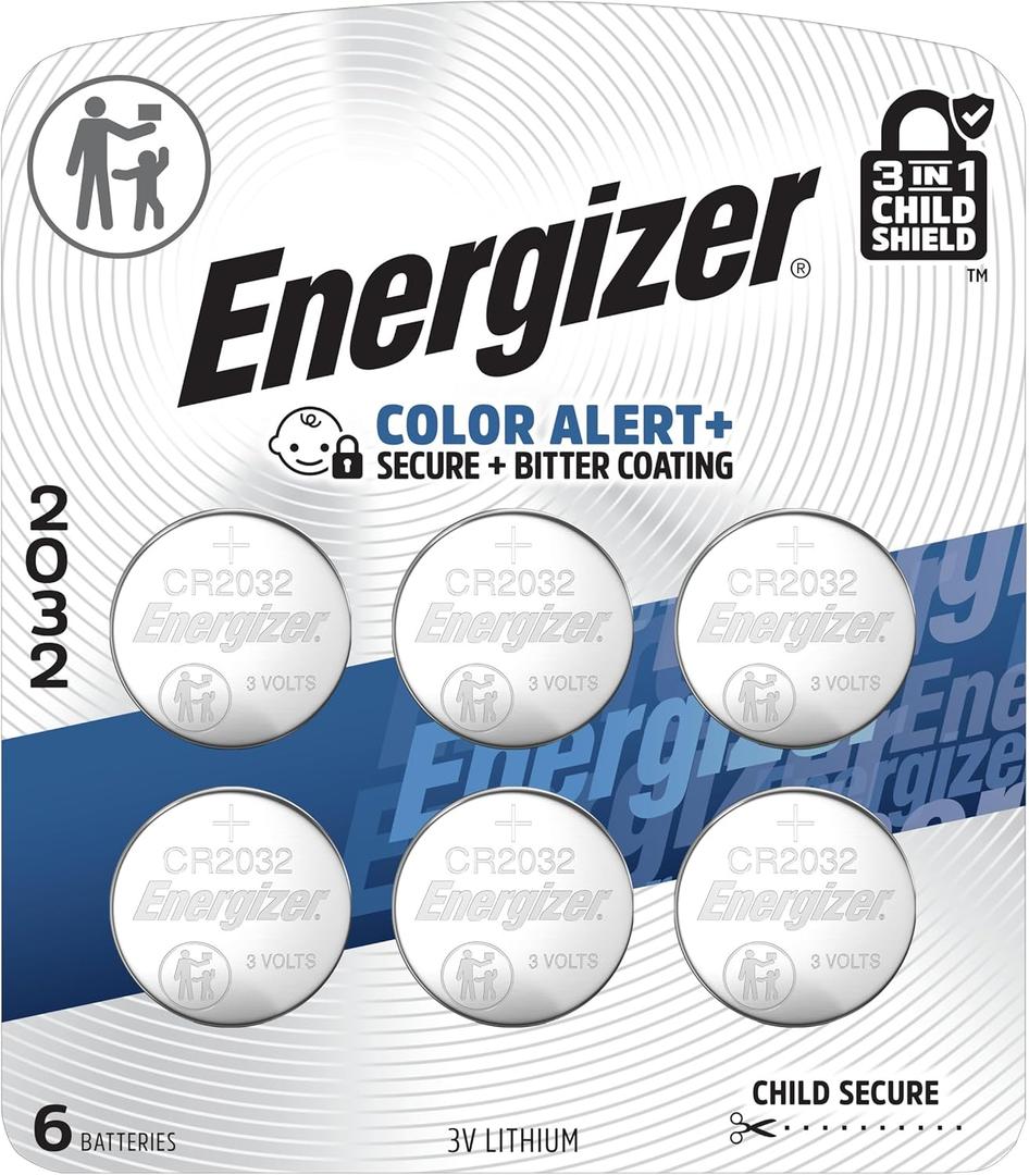 Energizer 2032 Batteries (6 Pack), 3V Lithium Coin Batteries