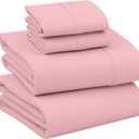 RUVANTI 100% Cotton King Size Sheets Set, 4 Pieces, Soft & Breathable Percale Weave Bedding, Deep Pocket 16", Hotel Standard, Crisp Cool Feel, Durable, Perfect Dyed Bed Sheet, Bridal Rose
