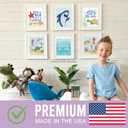 Hadley Designs 6 Ocean Wall Decor - Beach Room Decor for Toddlers, Seahorse and Whale Pictures Wall Decors for Kids, Reversible Unframed Ocean Art for Kids Bedroom, Made in USA