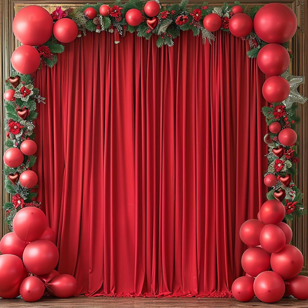 10x10ft Wrinkle Free Red Backdrop Curtain for Parties Soft Fabric Drapes Wedding Red Curtain Backdrop for Birthday Party Decorations Background for Photography 5x10ft, 2 Panels