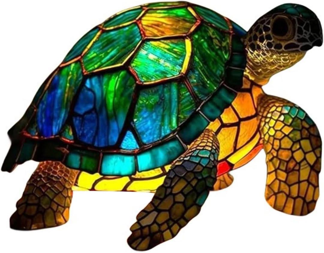 3D Animal Lamp, Retro Stained Animal Night Light Lamp, Vintage Animals Table Lamp, Bohemian Resin Animal Lamps for Bedroom Living Room Dining Room Nursery Office Home Decoration (Sea Turtle)
