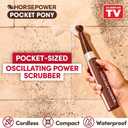 Horsepower Pocket Pony, AS SEEN ON TV, Waterproof, Cordless, Pocket-Sized, Oscillating Power Scrubber, Deep Clean, Tight Spaces, Rechargeable, Grout Lines, Corners & Detailing, 5 Brush Heads & LED
