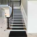 PURE ERA Carpet Stair Treads Ultra Plush 9.5" X 30"Soft Bullnose Indoor Stair Protectors Pet-Friendly Non-Slip Skid Resistant Tape Free Washable Reusable(14 Pieces,Black)