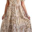 Womens Button Down Floral Babydoll Maxi Dress Short Sleeve Ruffle V Neck Summer Dress Women Beach Fashion 2025 M