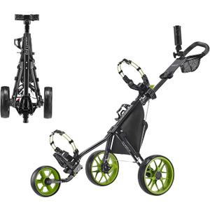 CaddyTek CaddyLite 11.5 Version 3 Golf Push Cart  3-Wheel, SuperLite Deluxe, Lightweight, Easy to Fold, Compact & Portable (Black/Lime)