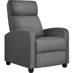 Yaheetech Fabric Recliner Chair Sofa Ergonomic Adjustable Single Sofa with Thicker Seat Cushion Modern Home Theater Seating for Living Room Matte Grey