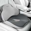 Coverado Seat Cushion and Lumbar Support Pillow for Car Office Chair, Ergonomic Memory Foam Desk Chair Cushion Back Support Pillow, Sciatica & Back & Tailbone Pain Relief Cushion-Black&Gray