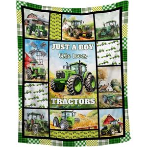 Tractor Blanket Farm Harvester Blankets,Just A Boy Who Loves Tractors Flannel Blanket Gifts for Girls Boys,Soft Warm Lightweight Blanket for Room Decor, 40"x50"for Kids/Child