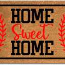 Funny Coir Doormat Home Sweet Home Baseball Front Door Mat Entryway Outdoor Mat with Heavy Duty Front Porch Welcome Mats Entry Natural Coconut Brown Mat 23.6 x 15.7 Inch