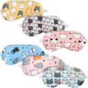Cuffbow 6 Pack Plush Sleep Mask Set, Cute Plush Eye Masks for Sleeping, Soft Comfortable Travel Nap Blindfold, Sleepover Party Favors for Women(Cat,Colorful)