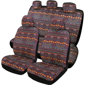 Baja Saddle Blanket Car Seat Covers 9PCS Full Set, Breathable and Washable Striped Woven Automotive Vehicle Seat Cover, Universal Boho Seat Cover for Sedan, SUV, Truck, Airbag Compatible