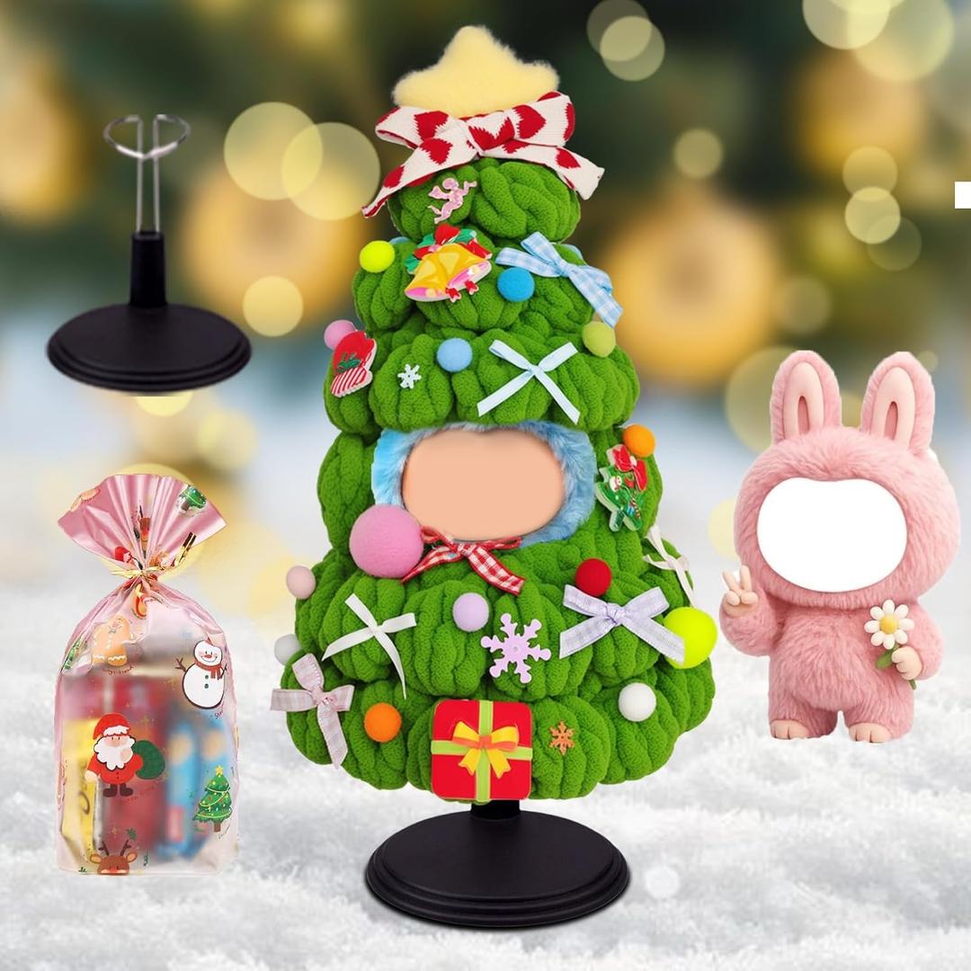 Handcrafted Christmas Clothes for LABUBU Dolls(NO Doll) , Handmade Outfit with Dolls Stand and Gift Package for Big Doll (Green, XL) (XL-8-18inch)
