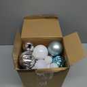 Soulchen 4 Size Christmas Balls Ornaments Set 46 Pcs 1.57, 2.36, 3.15, 4 Christmas Tree Decorations Shatterproof Hanging Plastic Xmas Ball for Holiday Xmas Tree(Light Blue, Silver White)