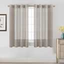 H.VERSAILTEX Linen Curtains Nickel Grommet Natural Linen Semi-Sheer Curtains 2 Panels Privacy Added Premium Soft Rich Material Drapes for Bedroom/Living Room - 52x54 - Inch - Taupe