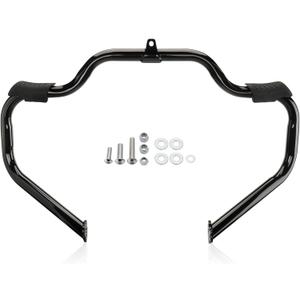 MoKitDora Touring Engine Guard Highway Mustache Crash Bar 1.25" Fat for Harley 2009-up Road King Street Electra Glide and Trike Models, Gloss Black