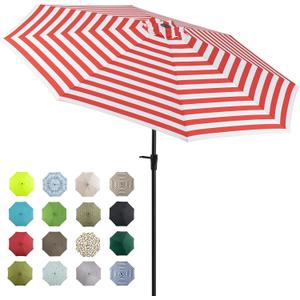 Tempera Patio Market Outdoor Table Umbrella with Auto Tilt and Crank, Large Sun Umbrella with Sturdy Pole & Fade Resistant Canopy, Easy to Set