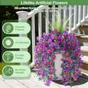 Artificial Fake Flowers Plants for Outdoor Decoration,3 Pcs Faux Hanging Flowers with Boston Ferns Spring Summer Decor,UV Resistant Realistic Fake Silk Flowers for Planter Balcony Yard Porch Garden