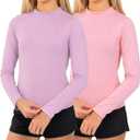 Volcom Girls Rash Guard 2-Pack Long Sleeve UPF 50+ Swim Shirt Sun Protection Swimwear for Kids (Pink)