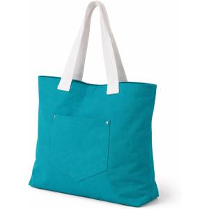 Marubhumi Aesthetic Tote Bag with Outer Pocket Reusable Shoulder Bag for Women Canvas Cotton Tote Bag - Casual Vacation, (Teal)