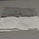 Calvin Klein Kids Girls' Seamless Bandeau Bra Multipack (Large, White/Heather Grey)