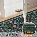 8x10 Area Rugs for Living Room: Floral Washable Rug Vintage Large Soft Boho Non-Slip Carpet Indoor Floor Stain Resistant Carpets for Bedroom Dining Room Farmhouse Nursery Home Office Dark Green