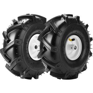 11x4.00-4" Tiller Tires and Wheels, (2-Pack 3/4" Axle Bore, 3-1/8" Centered Hub) 11x4.00-4" Tiller Tires Replacement for Craftsman & Troy-Bilt Garden Tractors, Tillers & Trenchers