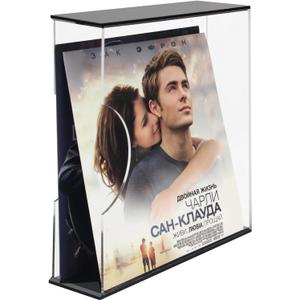 Acrylic Vinyl Record Storage Display Case, Albums Holder Stand, Black with Clear Acrylic Dividers (35 * 33 * 8cm)