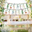 2 Pcs Flower Banner Wildflower Garland, Baby Shower Decorations, Floral for Enchanted Garden Party, Wedding Wild One Bloom Baby Shower Fairy Tale Tea Market Spring Supplies Girl Woodland Party (Green Pink)