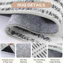 Tribesigns Ultra Thin 5x7 Washable Area Rugs for Living Room, Modern Non-Slip Rugs for Bedroom Dining Room, Grey Striped Farmhouse Large Indoor Carpet for Playroom Entryway
