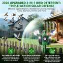 2026 Upgraded Solar Ultrasonic Bird Repellent Devices Outdoor Woodpecker Deterrent for House with Motion Sensor & Reflectors & Flash Light Scare Birds Away Waterproof Pigeon Repellent for Garden Farm