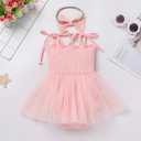 ODASDO Baby Girls First Birthday Outfit Photo Shooting Props Sleeveless Strap Tutu Princess Romper Dress Headband Set (Pink)